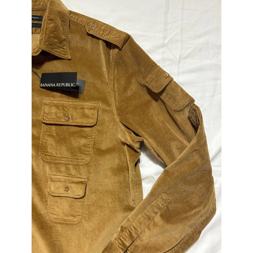 Banana Republic NWT Heritage Corduroy Shirt Men L Brown Utility Safari Jacket